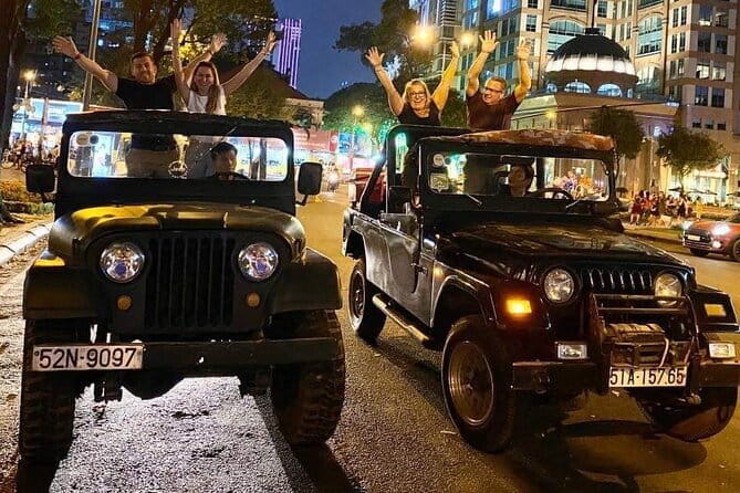 Jeep Tour Saigon By Night : FRESH SEAFOOD, STREET FOOD & SKY BAR - Starting at Nguyen Hue and the Saigon Opera House