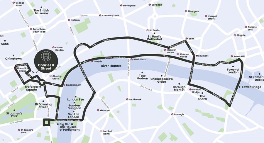 London: Bar Bus Tour by Tootbus - What the 75-minute route shows you