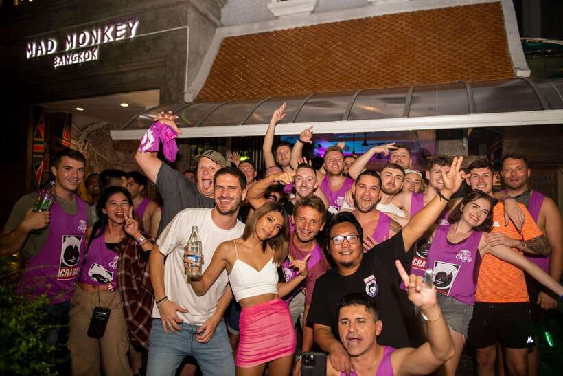Mad Monkey Bangkok Pub Crawl - Rere around midnight