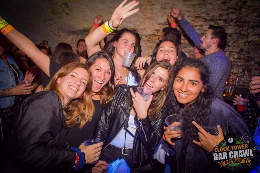 Prague: Clock Tower Bar Crawl ending at the BIGGEST CLUB - How the Four-Hour Prague Night Unfolds