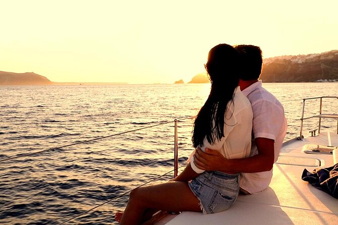 Santorini Catamaran Cruise with Greek Meal, Open-Bar and Sunset - Santorini’s caldera is best seen from offshore