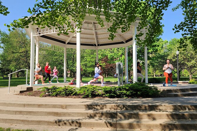 Shared Yoga and Coffee Experience On The Trolley Pub - Goodale Park turns the ride into a yoga morning