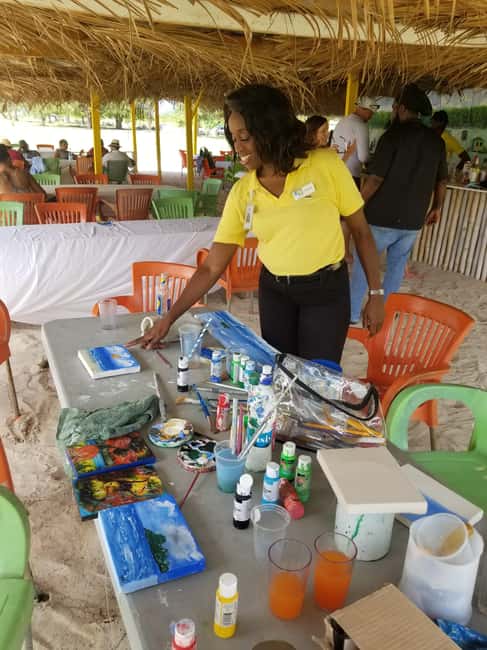 Sip & Paint with lunch on exciting Ffryes Tiki beach Bar - Meeting Antigua’s working artists