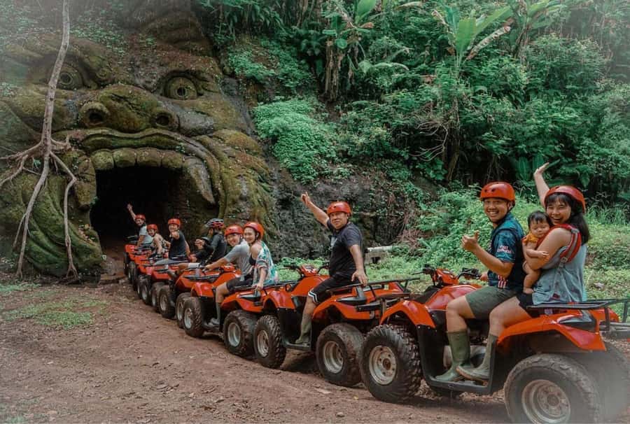Ubud Bali ATV Alasan Adventure Gorila Cave & Cretya Pool Bar - River crossings, mud, and the wet arena